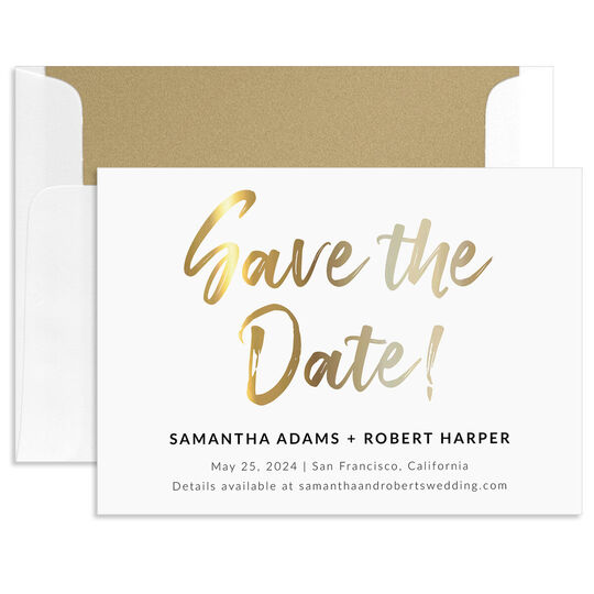 Gold Faux Foil Save the Date Cards
